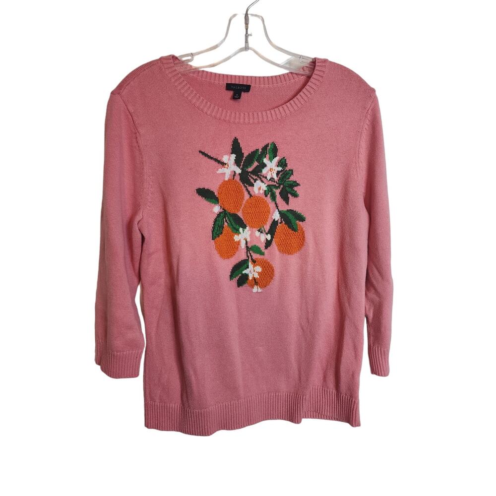 Talbots Bold Oranges Crew Neck Sweater, Medium - image 1